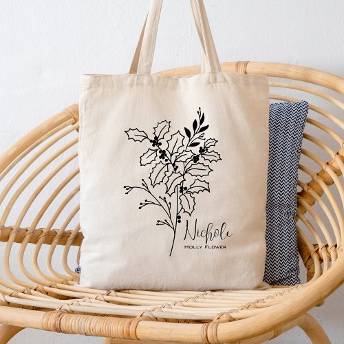 Personalized Birth Month Flower December Boho  Tote Bag