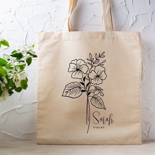 Personalized Birth Month Flower February Boho Tote Bag