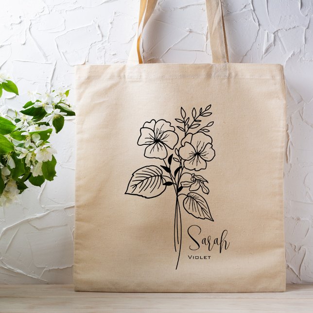Personalized Birth Month Flower February Boho Tote Bag (Creator Uploaded)