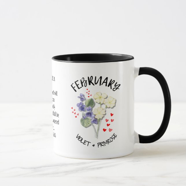 Personalized Birth Month Flower FEBRUARY Mug (Right)