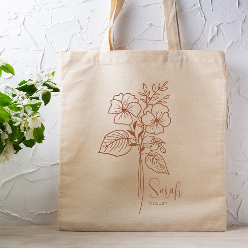 Personalized Birth Month Flower February Rust Tote Bag