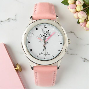Personalized Birth Month Flower For Her Floral Watch