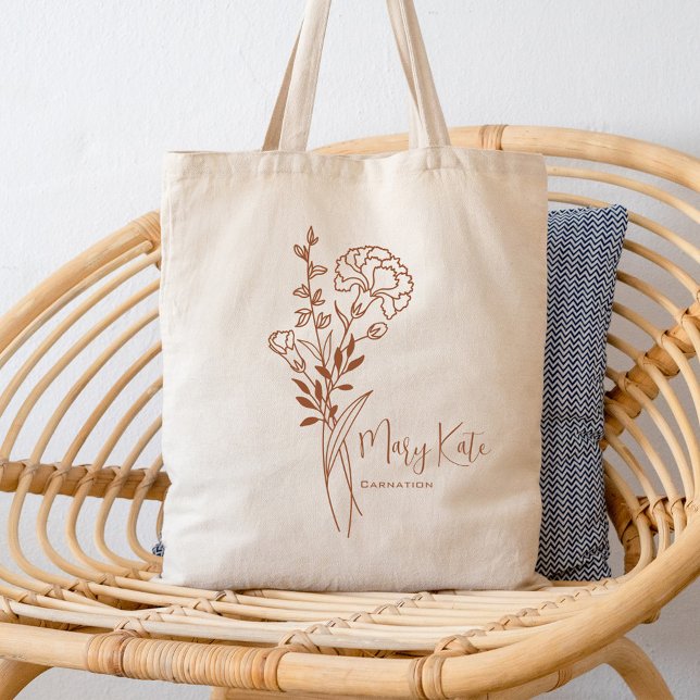 Personalized Birth Month Flower January Botanical Tote Bag (Creator Uploaded)