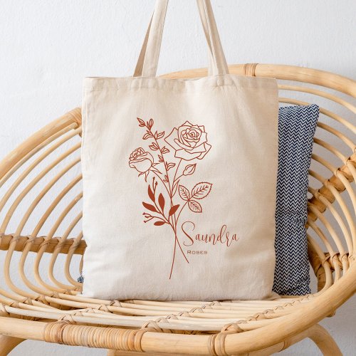 Personalized Birth Month Flower June Boho Tote Bag