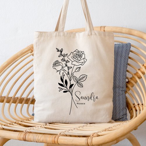 Personalized Birth Month Flower June Botanical Tote Bag