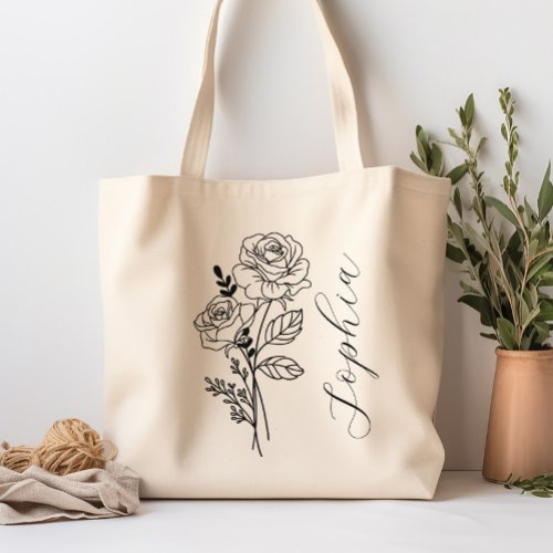 Personalized Birth Month Flower June Tote Bag