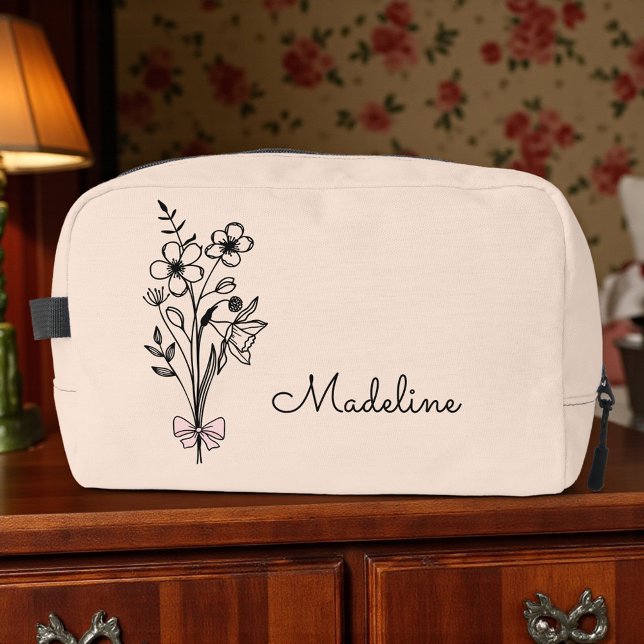 Personalized Birth Month Flower Light Peach Dopp Kit (Creator Uploaded)