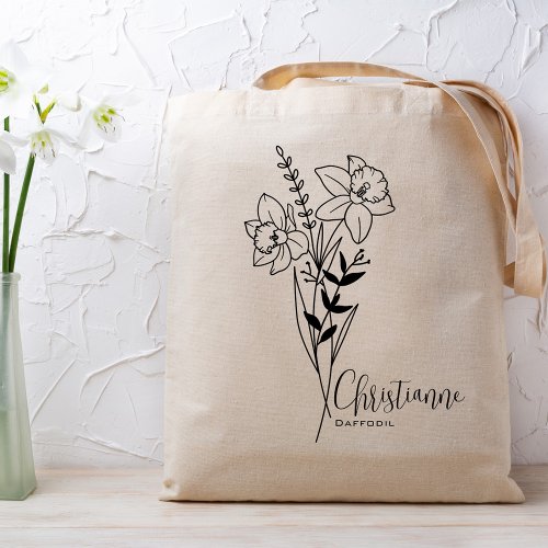 Personalized Birth Month Flower March  Tote Bag