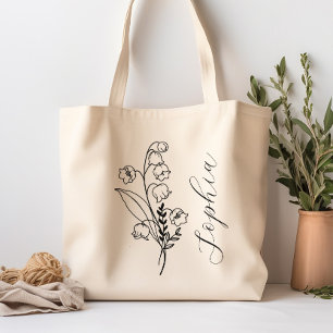 Personalized Birth Month Flower May Tote Bag