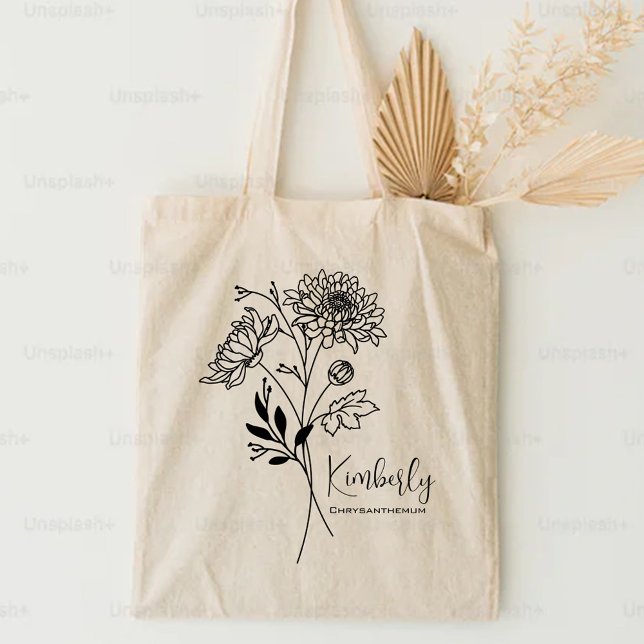 Personalized Birth Month Flower November Boho  Tote Bag (Creator Uploaded)