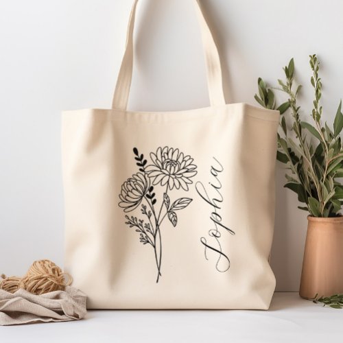 Personalized Birth Month Flower November Tote Bag