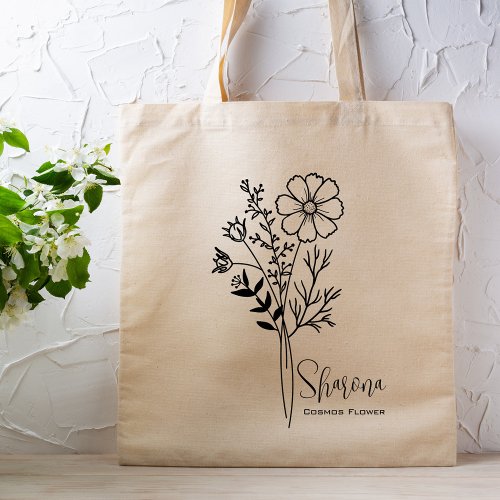 Personalized Birth Month Flower October Boho  Tote Bag
