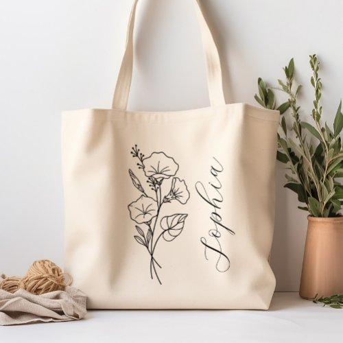 Personalized Birth Month Flower September Tote Bag