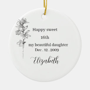 Personalized Birth Month Flower sweet 16 birthday Ceramic Ornament
