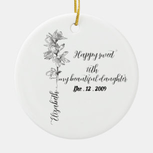 Personalized Birth Month Flower sweet 16 birthday Ceramic Ornament