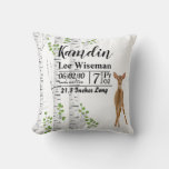 Personalized Birth Pillow Deer Doe Woodland Buck L at Zazzle