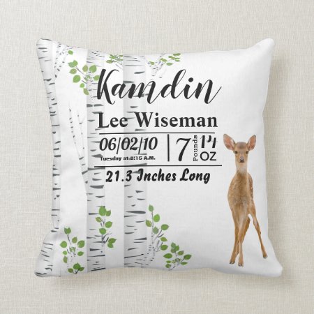Personalized Birth Pillow Deer Doe Woodland Buck L
