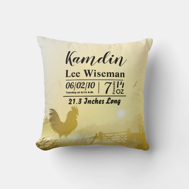 Personalized Birth Pillow Sunny Morning Farm Count (Front)