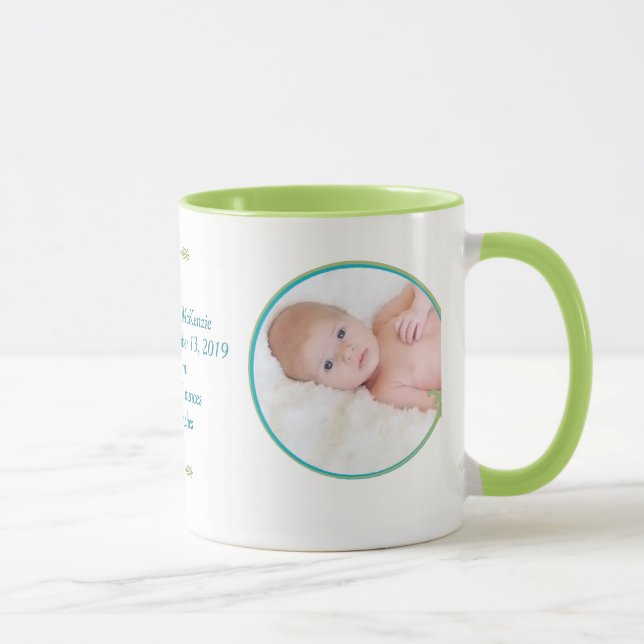 Personalized Birth Record Baby Boy Stats Mug (Right)