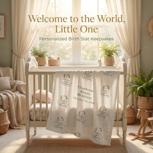 Personalized Birth stats Hummingbird Keepsake Fleece Blanket (Personalized Birth stats Hummingbird Keepsake Fleece Blanket)