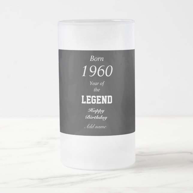 Personalized birth year birthday glass mug cup (Center)
