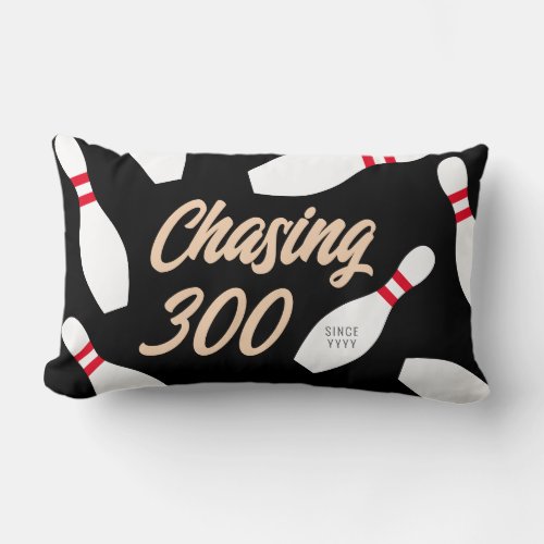 Personalized Birth Year Chasing 300 Bowling Pins Lumbar Pillow