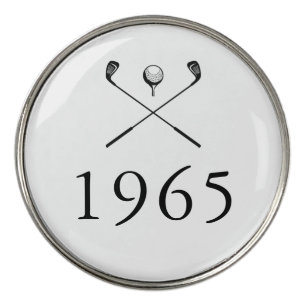 Personalized Birth Year Golf Clubs Ball Marker