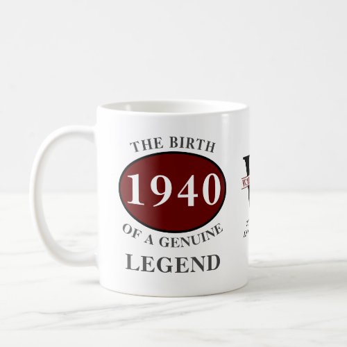 Personalized Birthday 1940 Add Your Own Monogram Coffee Mug