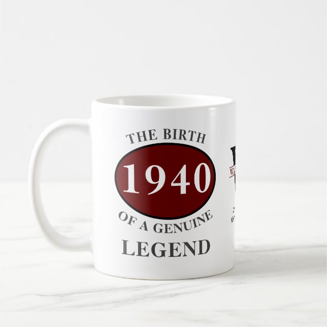 Personalized Birthday 1940 Add Your Own Monogram Coffee Mug (Left)