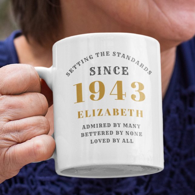 Personalized Birthday 1943 Add Your Name Elegant Coffee Mug (Creator Uploaded)