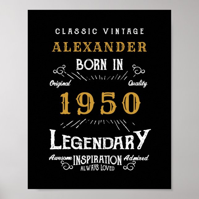 Personalized Birthday 1950 Add Your Name Legendary Poster (Front)
