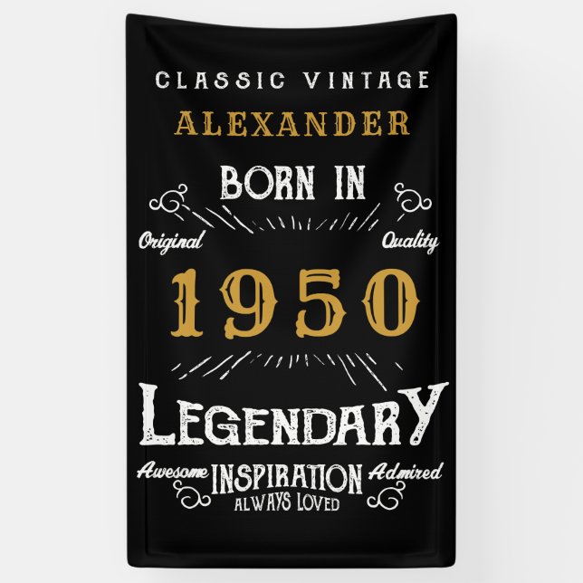 Personalized Birthday 1950 Legendary Distressed  Banner (Vertical)