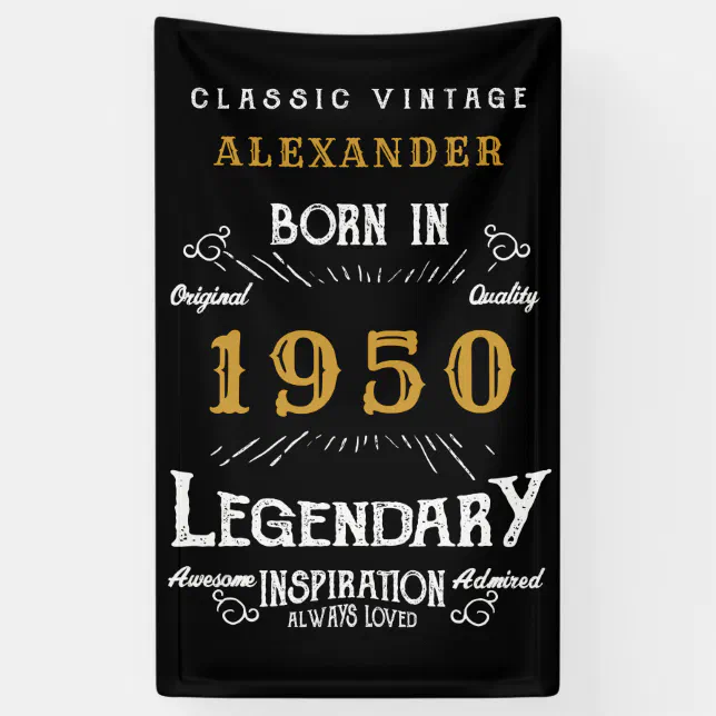 Personalized Birthday 1950 Legendary Distressed Banner | Zazzle
