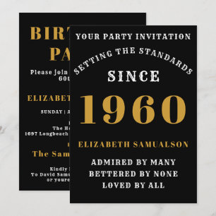 Personalized Birthday 1960 Add Your Name Black Invitation