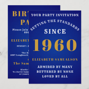 Personalized Birthday 1960 Love Add Your Name Blue Invitation