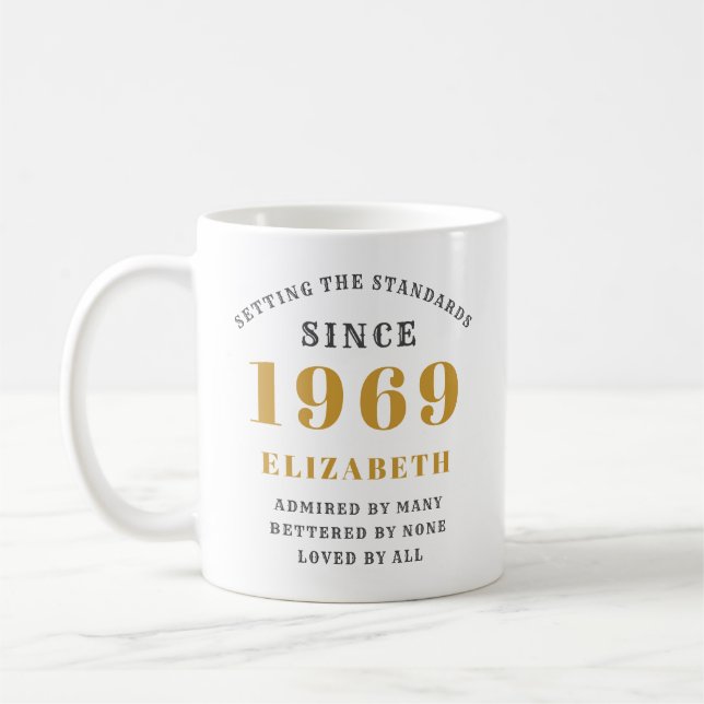 Personalized Birthday 1969 Elegant Add Your Name Coffee Mug (Left)