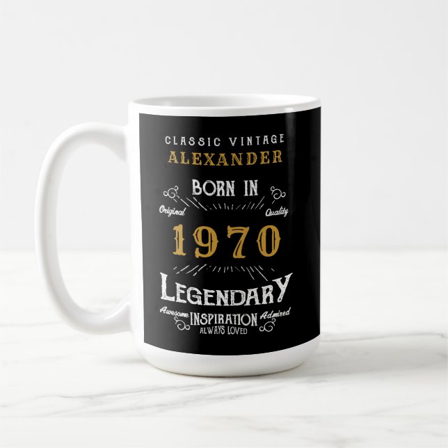 Personalized Birthday 1970 Add Your Name Legendary Coffee Mug (Left)