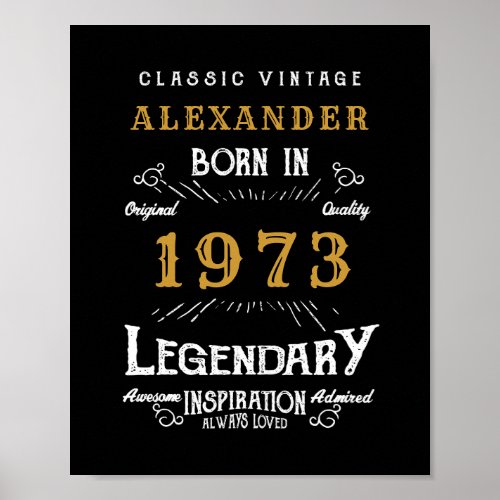 Personalized Birthday 1973 Add Your Name Legendary Poster