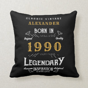 Personalized Birthday 1990 Add Your Name Legendary Throw Pillow