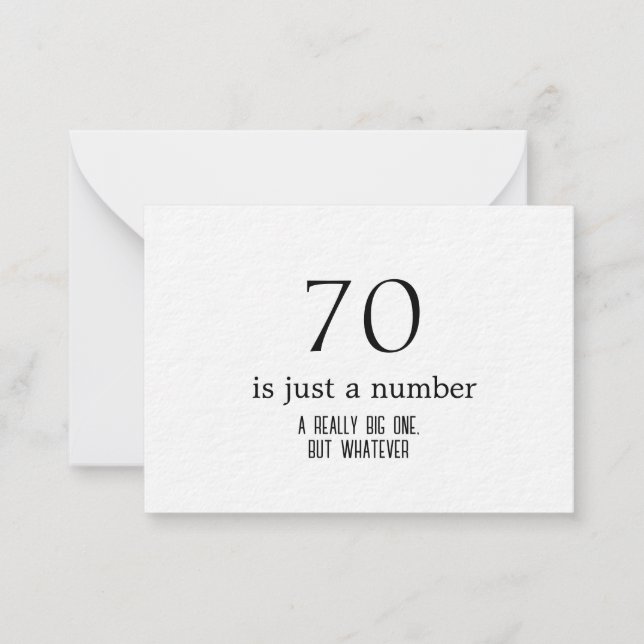 Personalized birthday, 70 is just a number note card (Front)