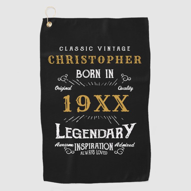 Personalized Birthday Add Name Legendary Father Golf Towel (Front)