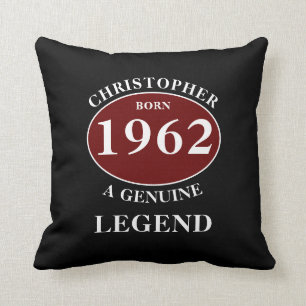 Personalized Birthday Add Name Year Born Black Throw Pillow