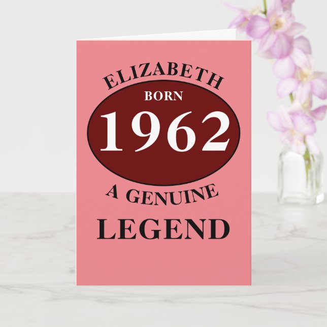 Personalized Birthday Add Name Year Born Monogram Card (Orchid)