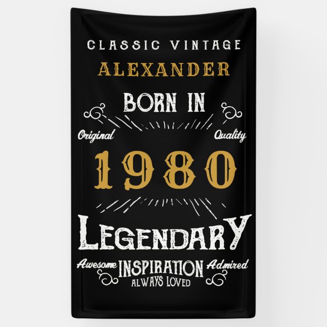Personalized Birthday Add Your Name 1980 Legendary Banner (Vertical)