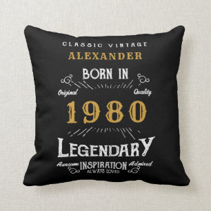 Personalized Birthday Add Your Name 1980 Legendary Throw Pillow