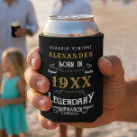 Personalized Birthday Add Your Name Year Legendary Can Cooler<br><div class="desc">This personalized 70th birthday can cooler is the perfect gift to celebrate a milestone birthday in style. Featuring a bold black background with classic vintage-style gold and white text, this custom drink cooler is a memorable and practical present. You can easily personalize it with the recipient's name and birth year,...</div>