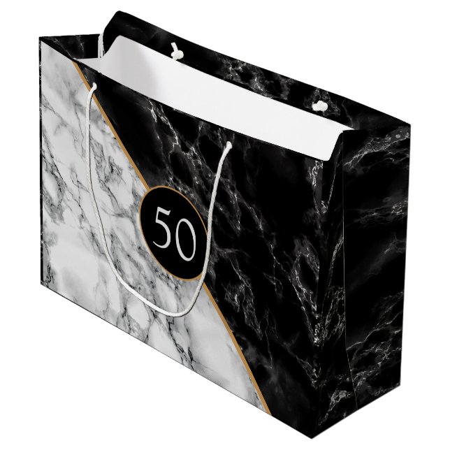 Personalized Birthday Anniversary Gift Bag Marble (Front Angled)
