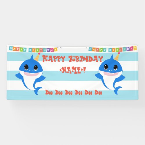 Personalized Birthday Baby Shark Banner