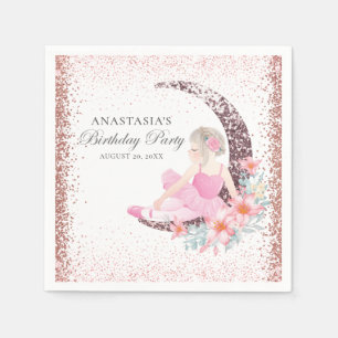 Personalized Birthday Ballerina Moon Glitter  Napkins