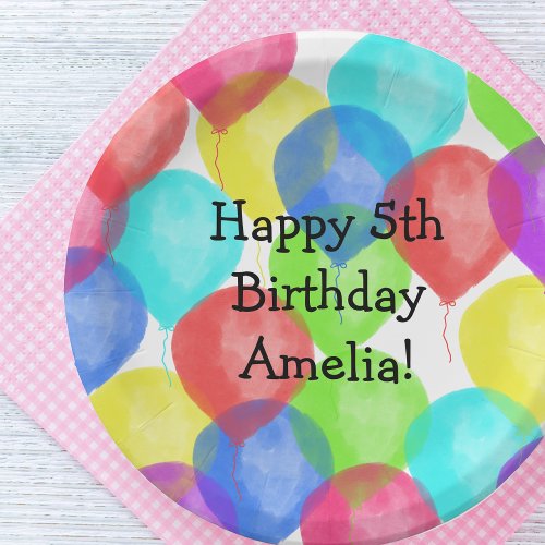 Personalized Birthday Balloon Party Paper Plates